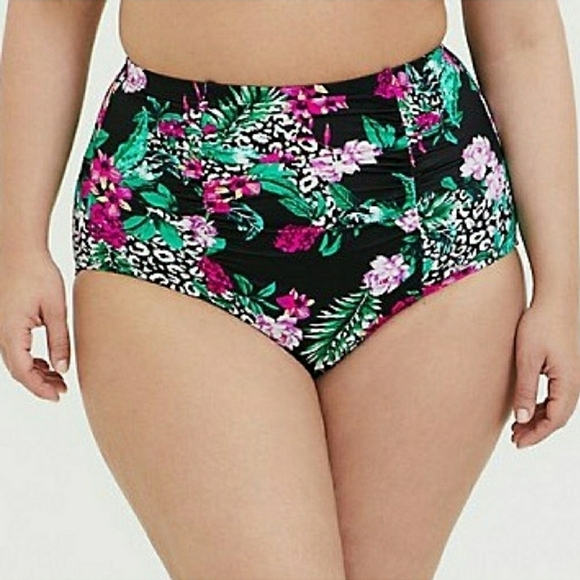 NWT Torrid Tropical High Rise Ruched Swim Bottom Size 6X - Picture 1 of 6